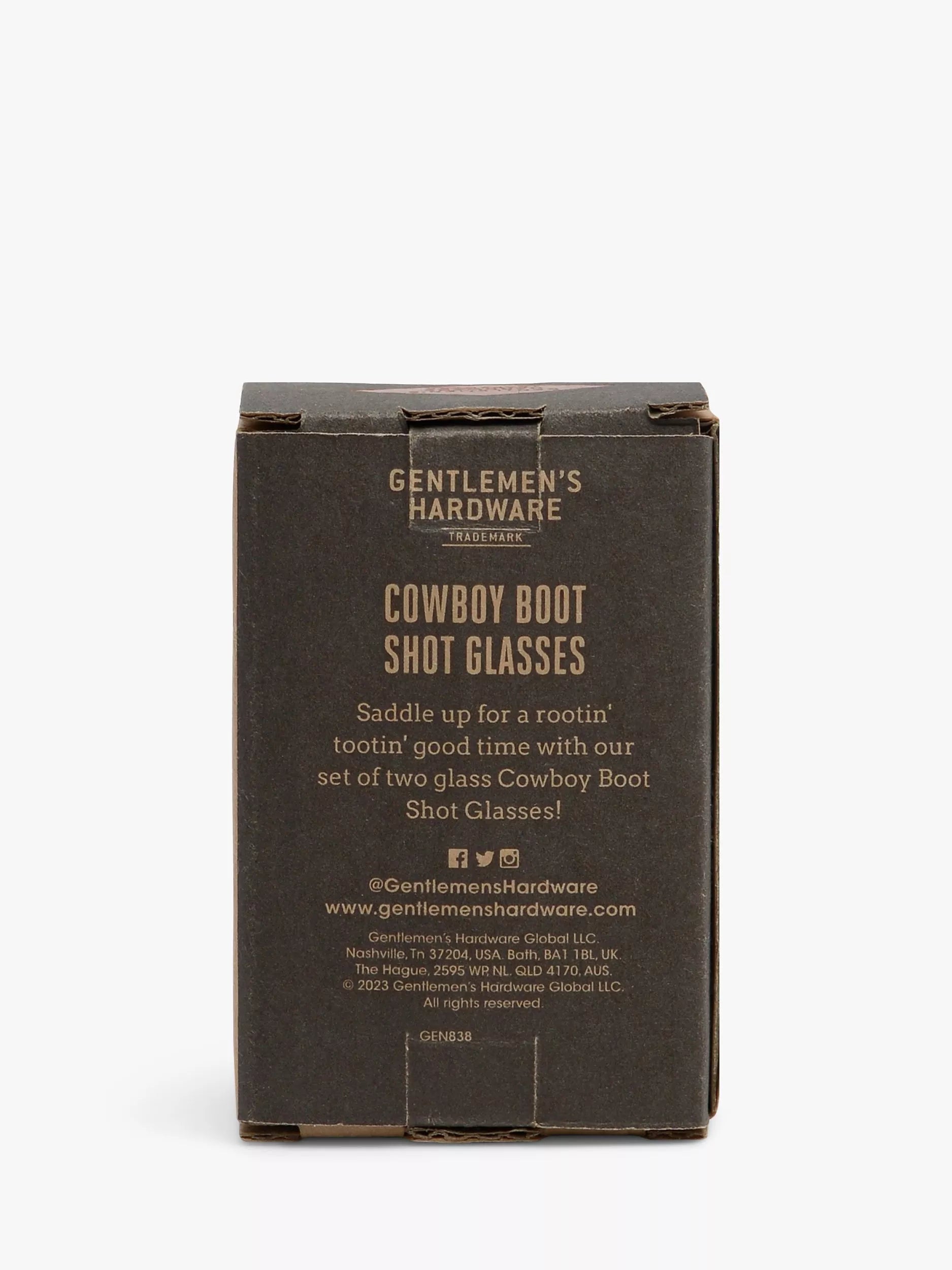 Gentlemen's Hardware cowboy boot shot glasses set of 2, UK version