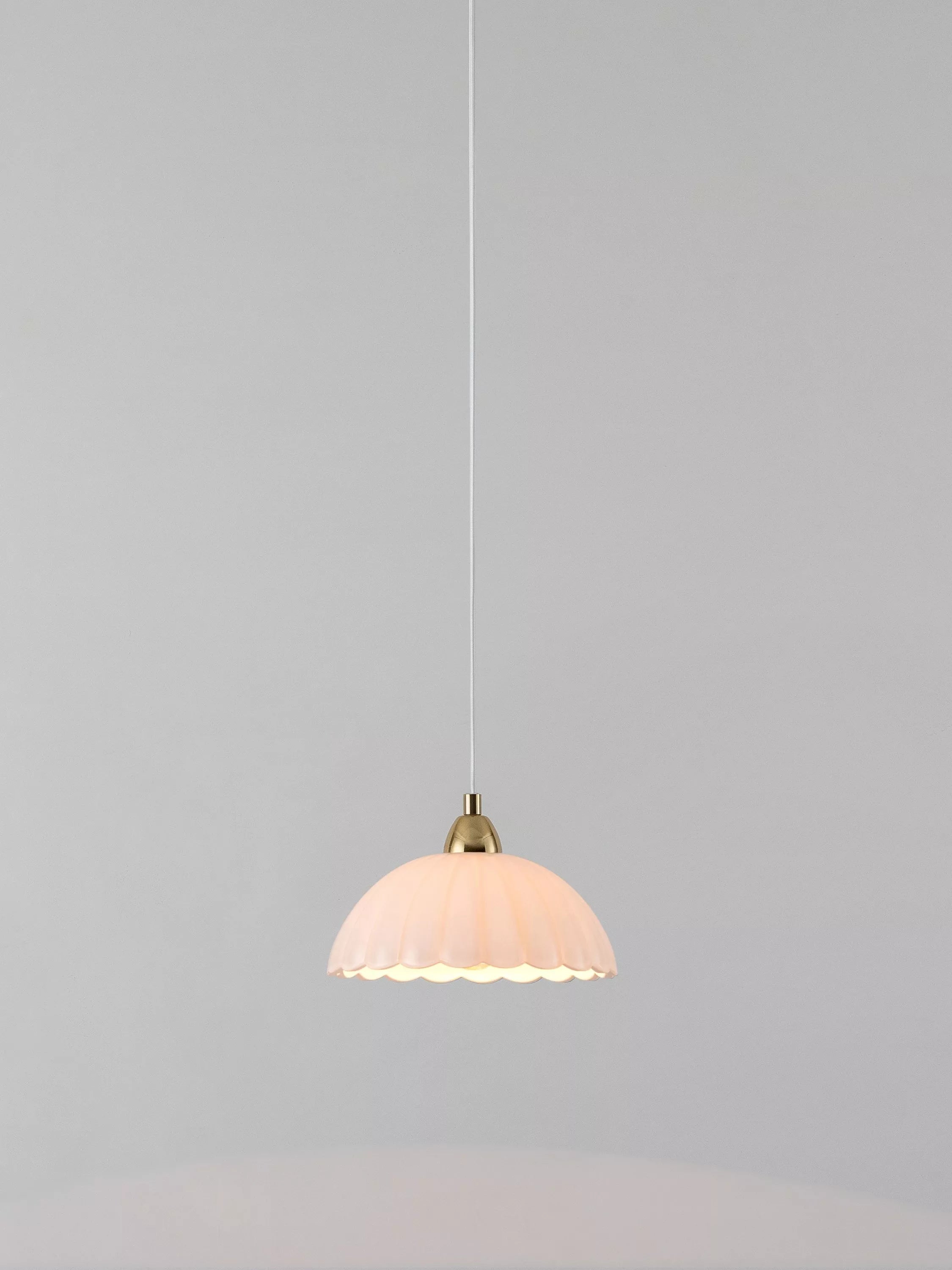 houseof white glass pendant light with brass finish, imported from the UK