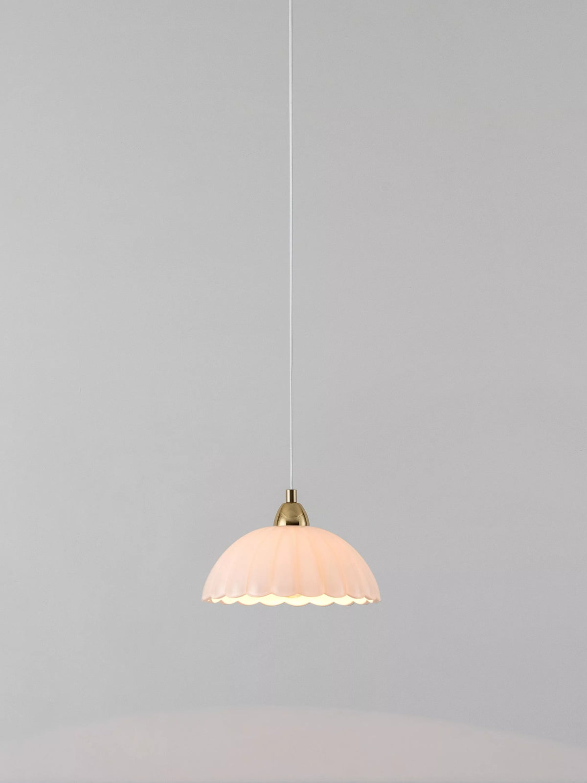 houseof white glass pendant light with brass finish, imported from the UK
