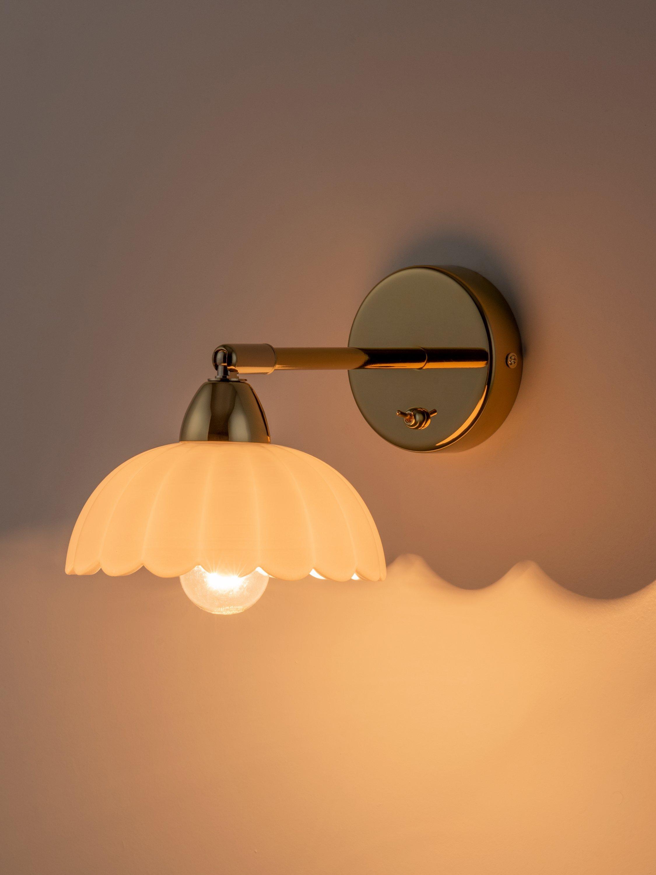 houseof flower glass sconce adjustable wall light brass white (British brand)
