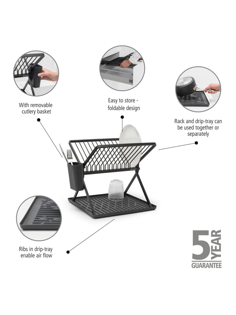 Brabantia foldable dish drying rack dark grey, imported from the UK