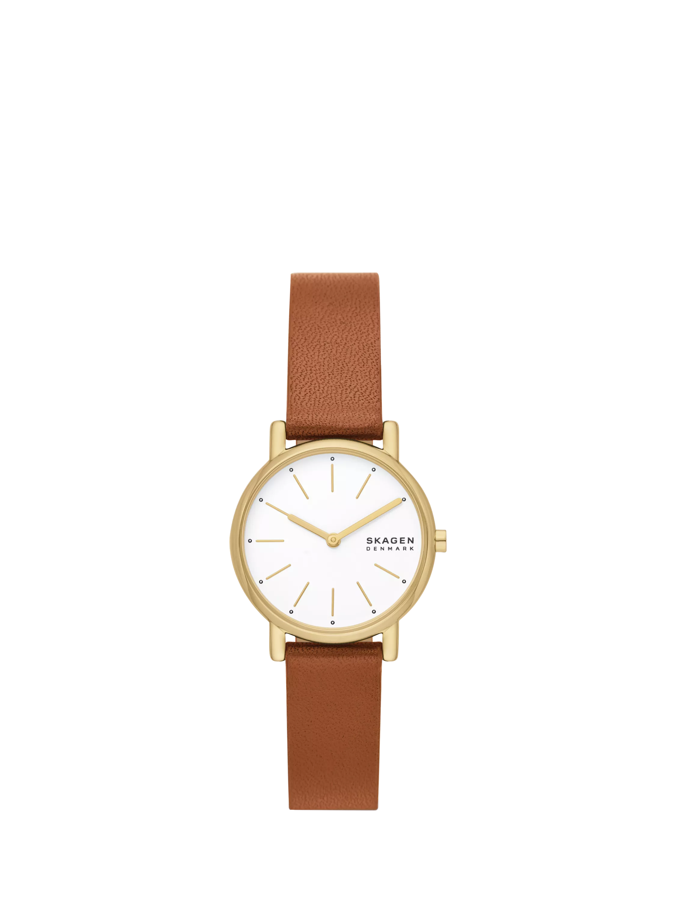 Skagen Signatur Lille women's leather watch with brown strap, imported from the UK