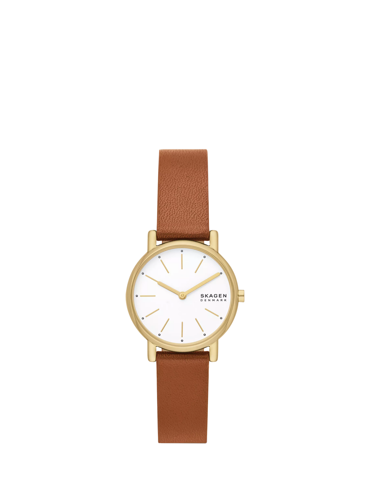 Skagen Signatur Lille women's leather watch with brown strap, imported from the UK