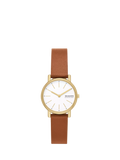 Skagen Signatur Lille women's leather watch with brown strap, imported from the UK