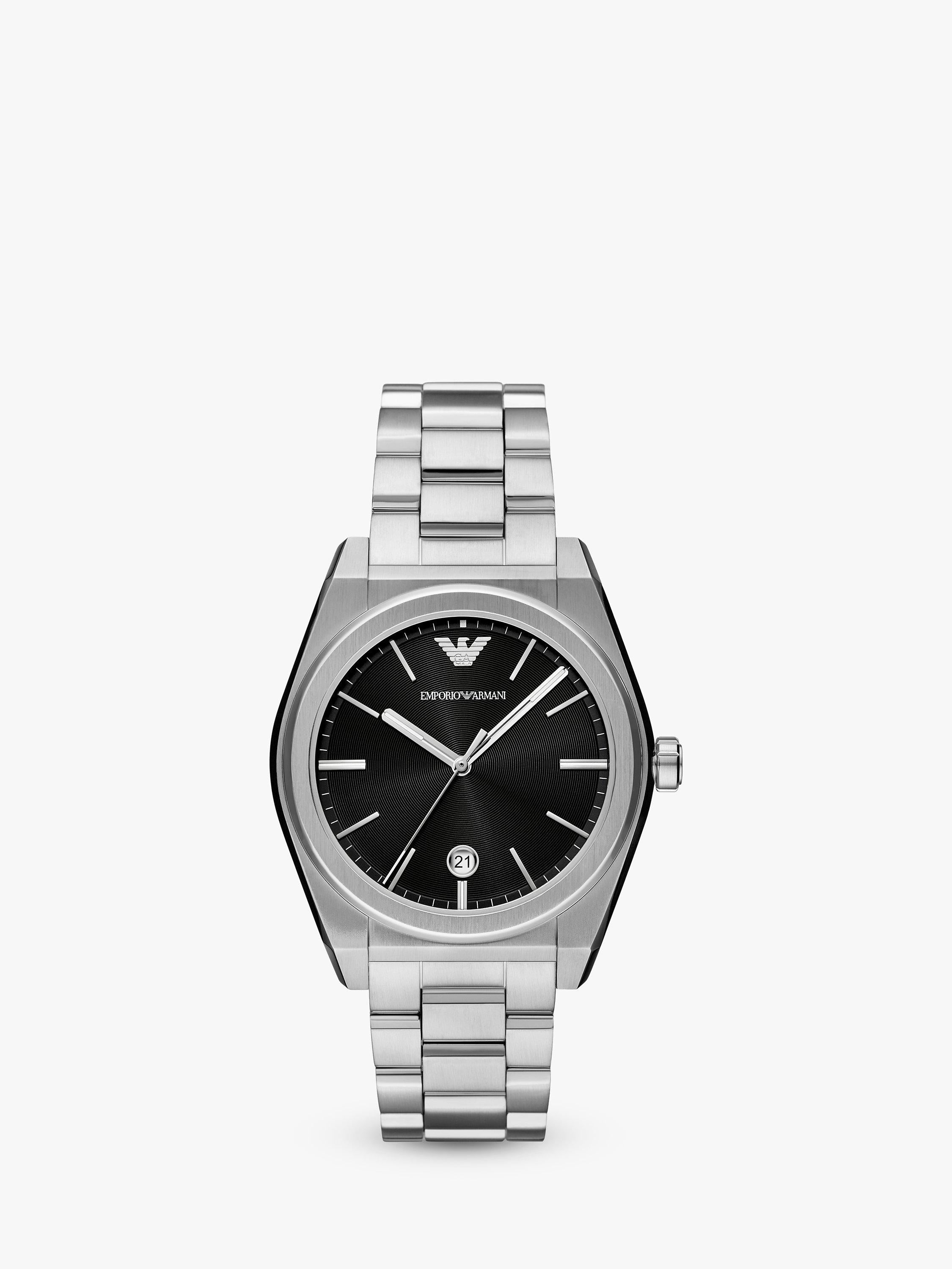Emporio Armani men's watch stainless steel black dial - British product