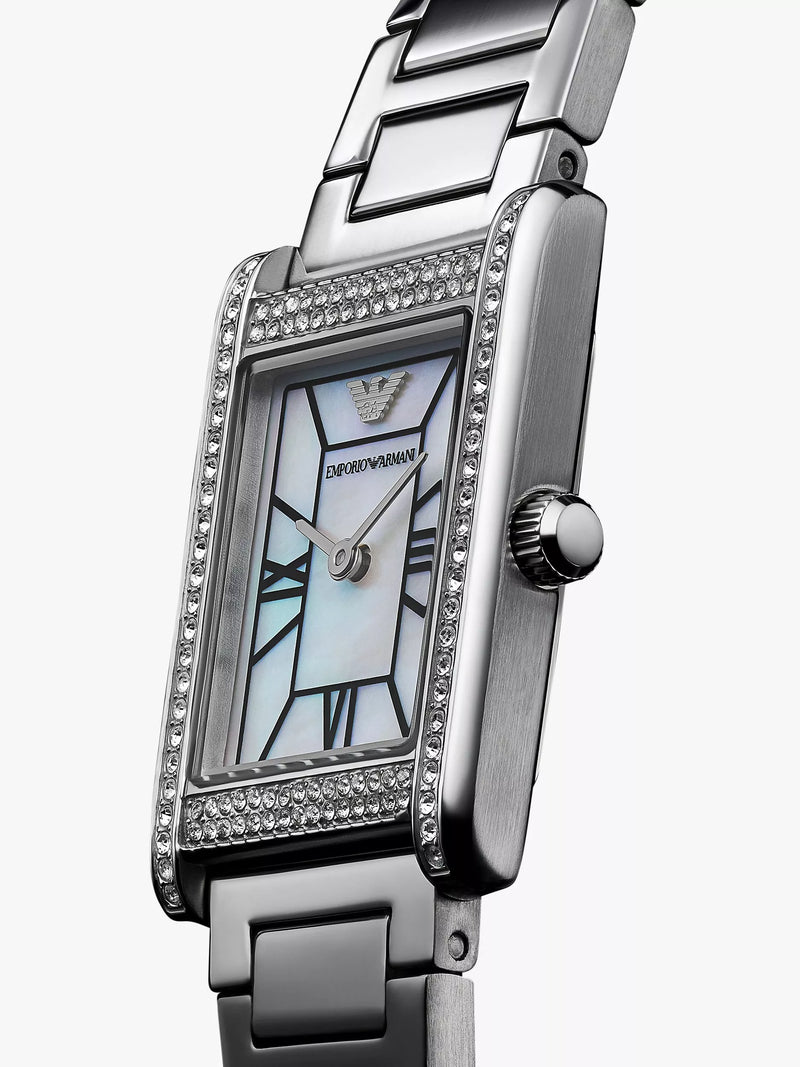 Emporio Armani crystal bracelet watch, silver, imported from the UK