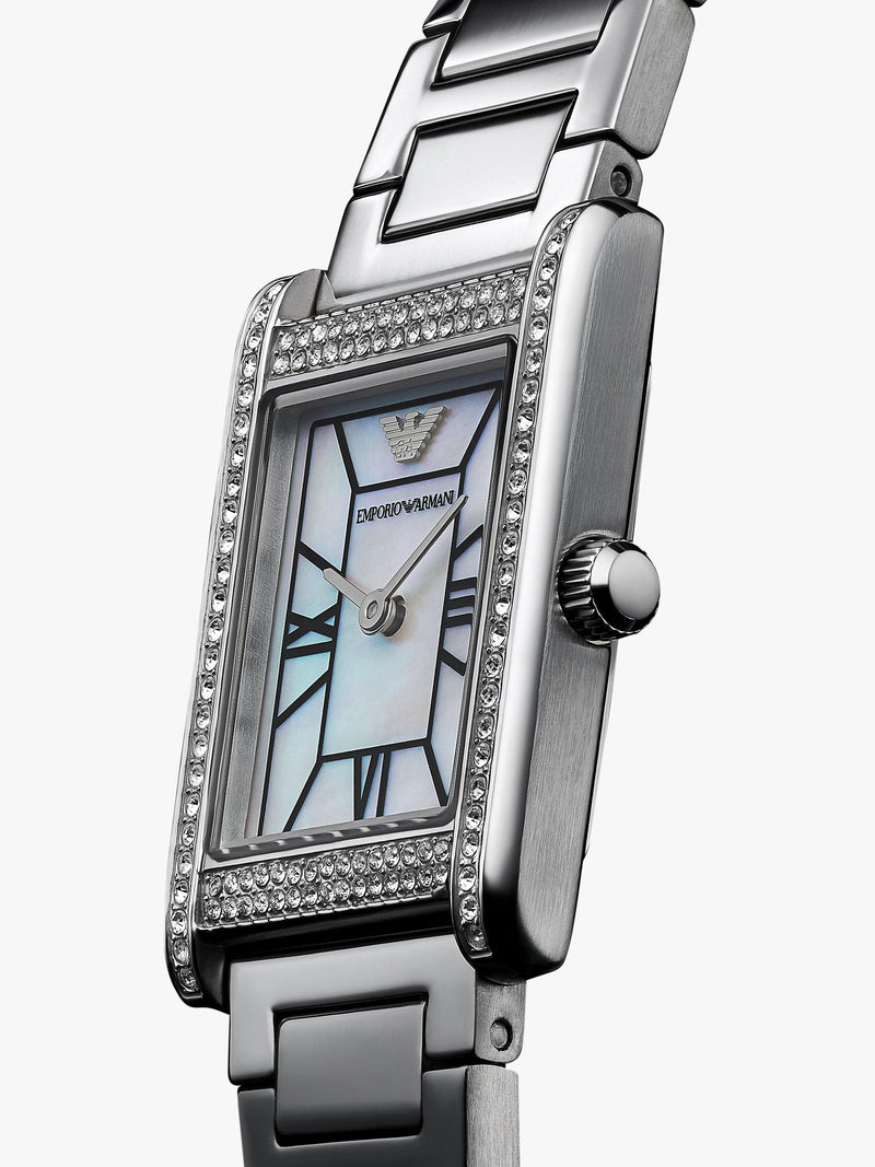 Emporio Armani crystal bracelet watch, silver, imported from the UK