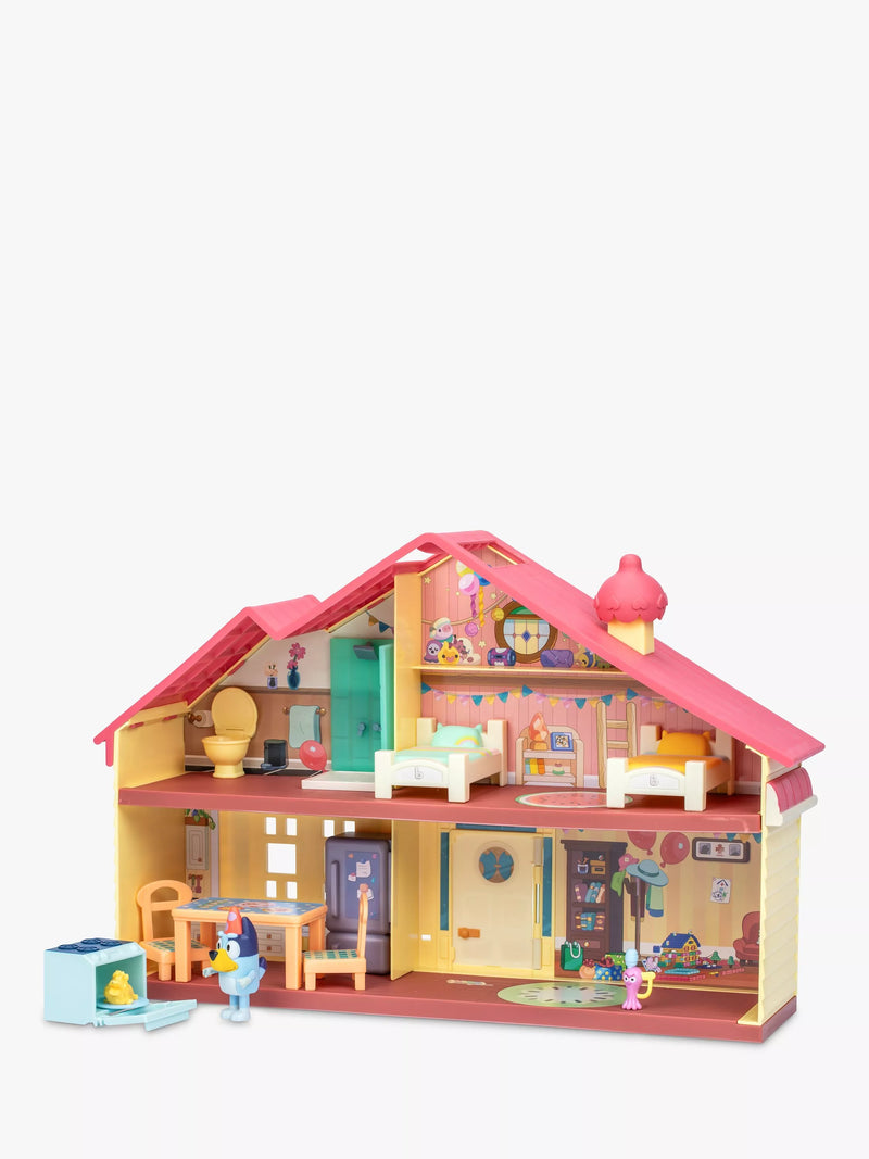 Bluey Celebration Home playset with party hat figure and 11 pieces, imported from the UK