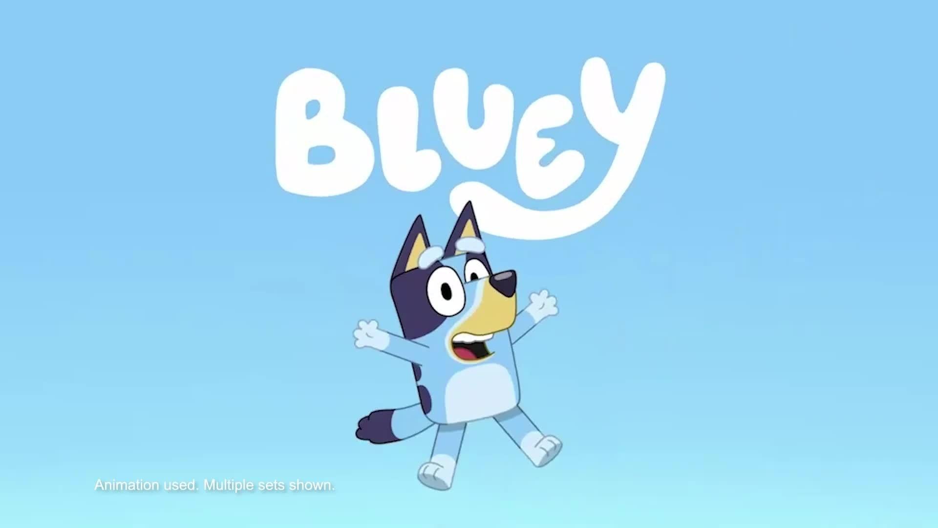 Bluey Celebration Home playset with party hat figure and 11 pieces, imported from the UK
