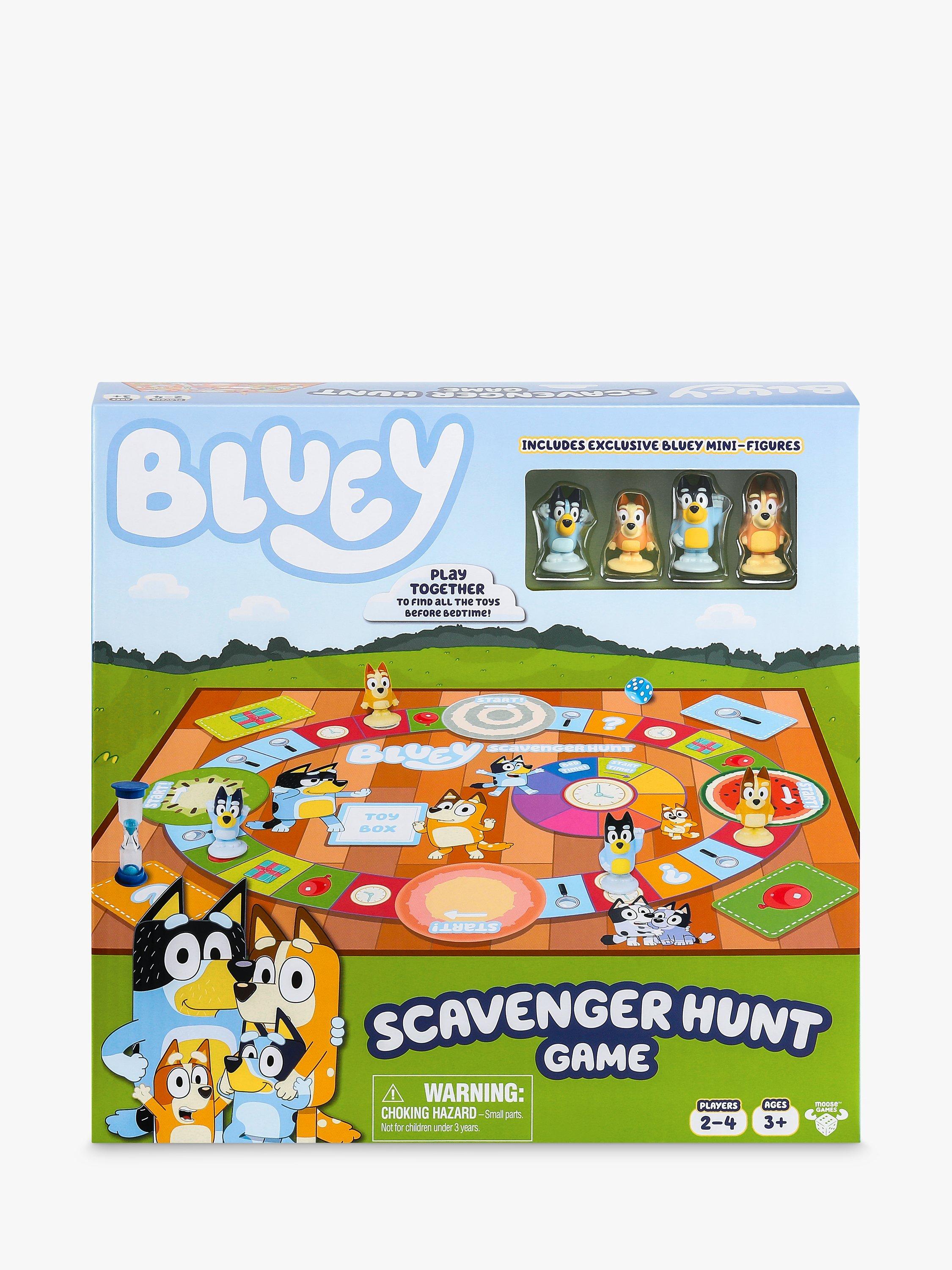 Bluey Scavenger Hunt board game with mini figures - British product