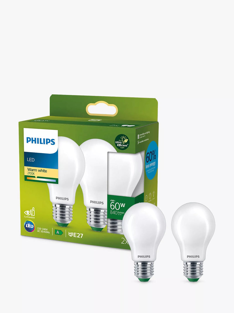 Philips LED bulbs warm white E27 pack of 2 (British brand)