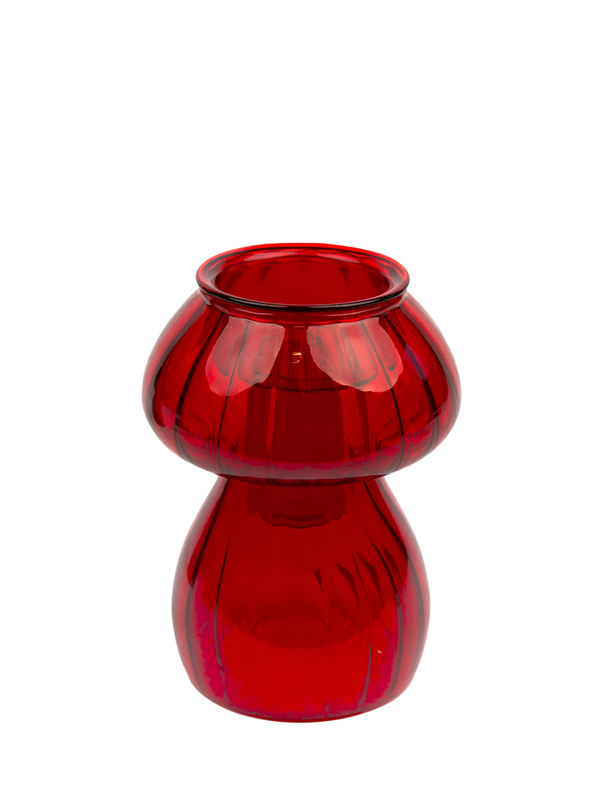 Talking Tables red glass mushroom candle holder and vase (British brand)
