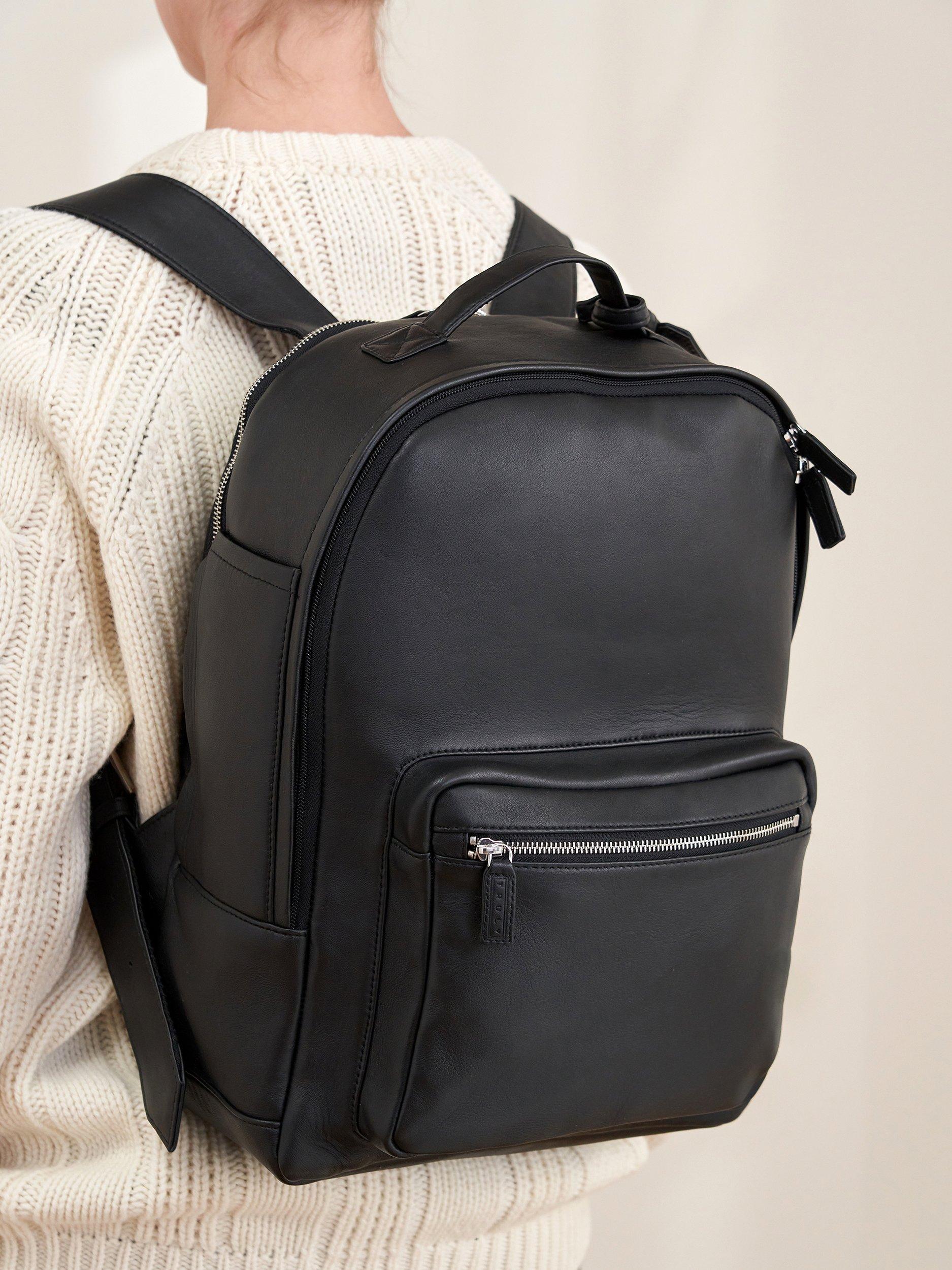 Truly unisex leather backpack with laptop pocket (British brand)