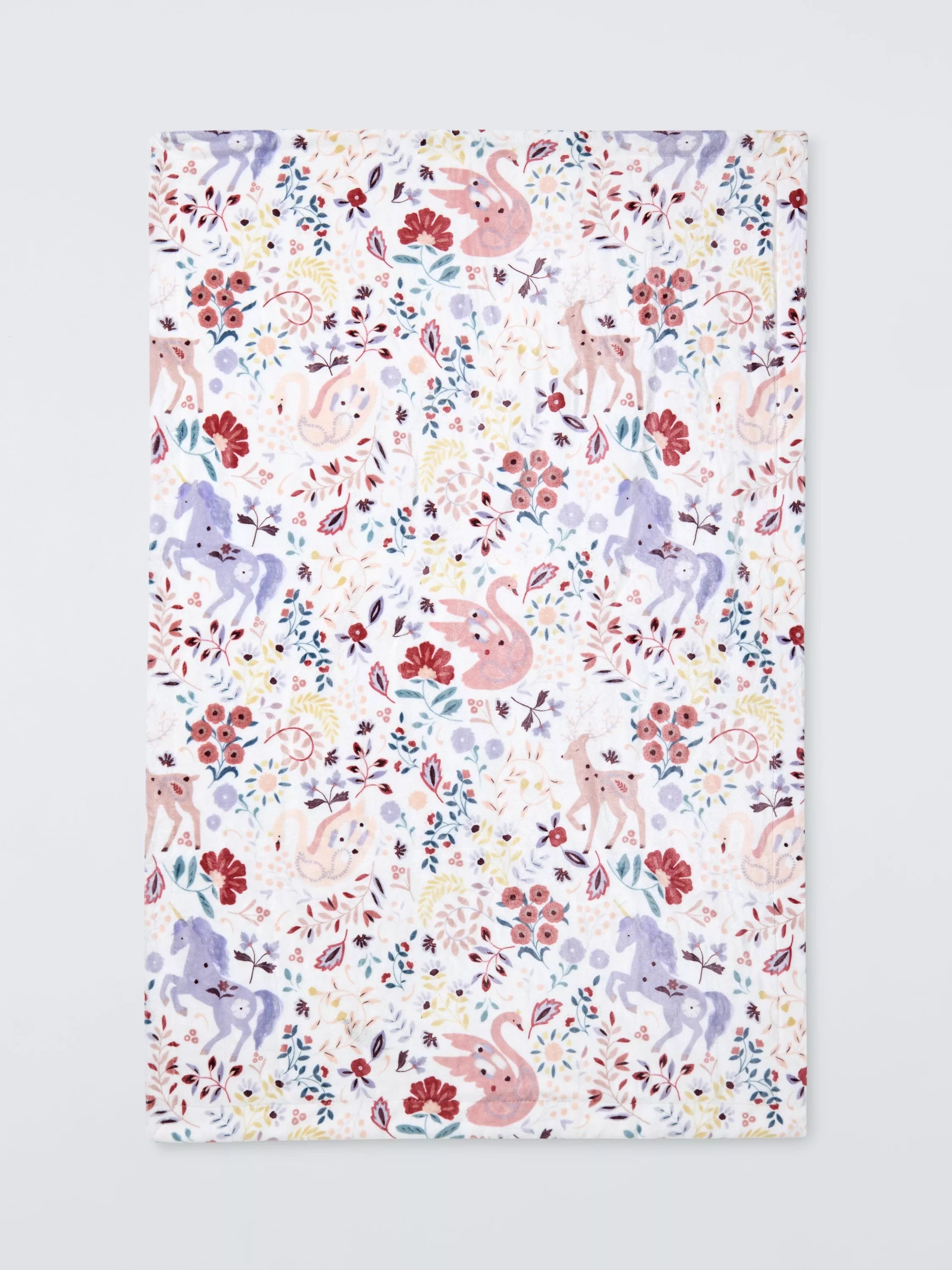 John Lewis kids' unicorn print fleece blanket Pink/Multi, UK version
