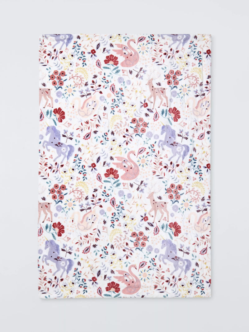 John Lewis kids' unicorn print fleece blanket Pink/Multi, UK version