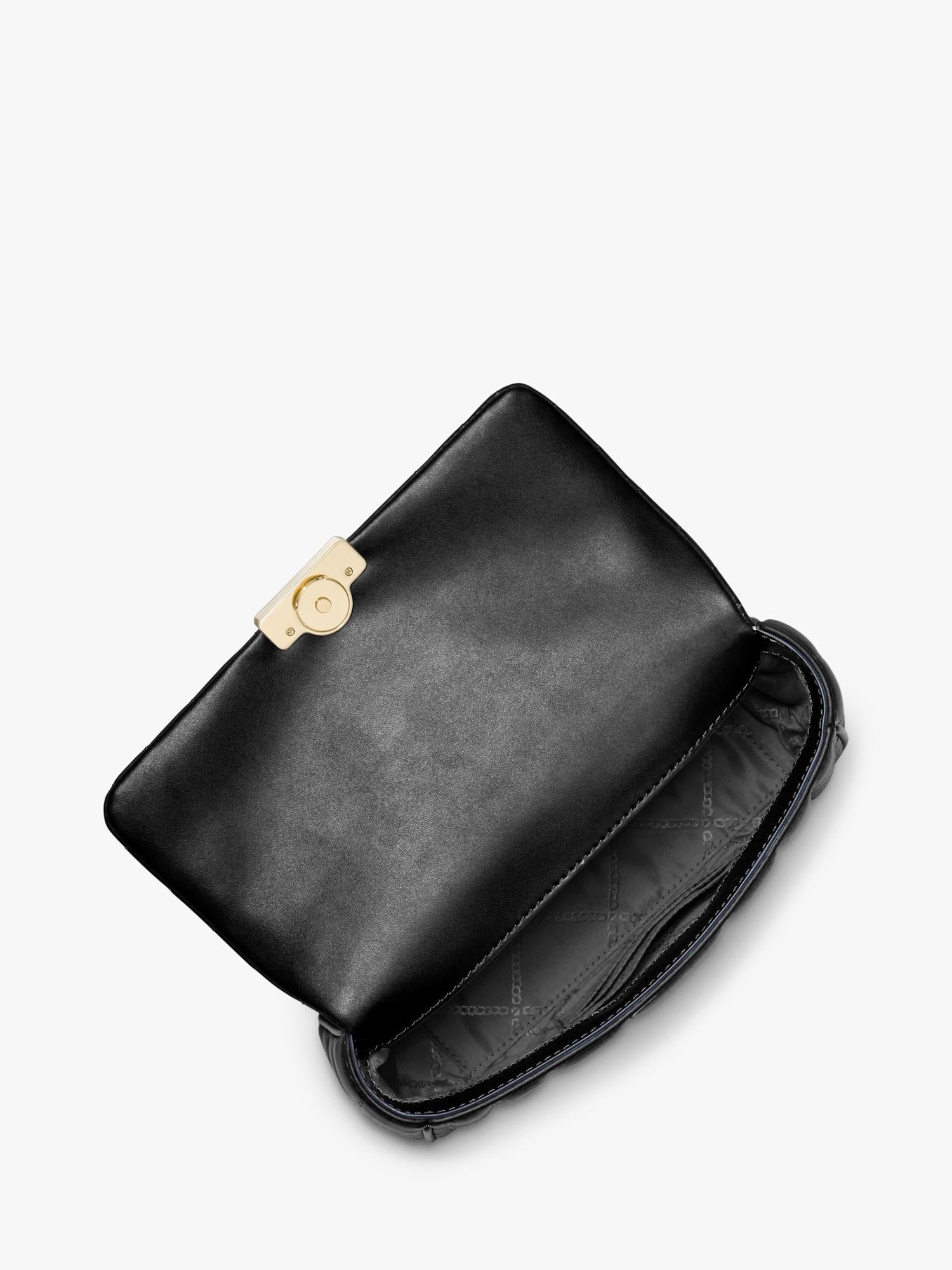 Michael Kors small quilted leather shoulder bag black, UK version
