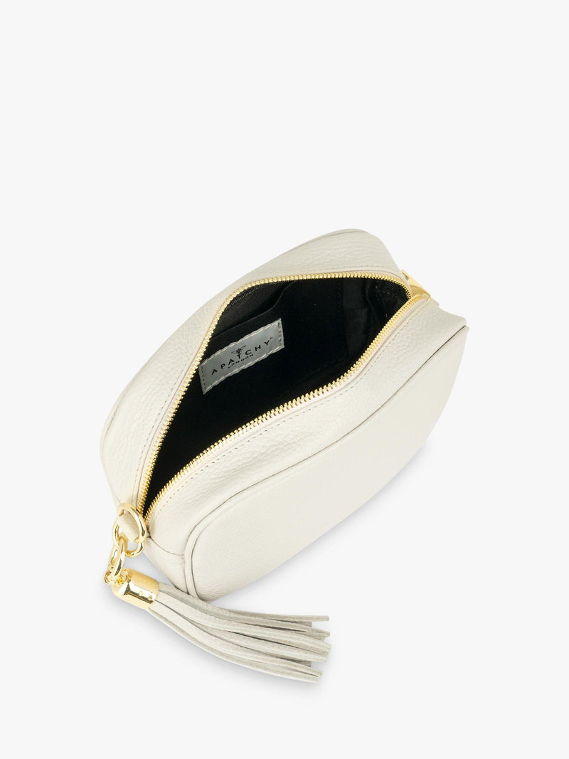Apatchy London leather crossbody bag in stone (British brand)