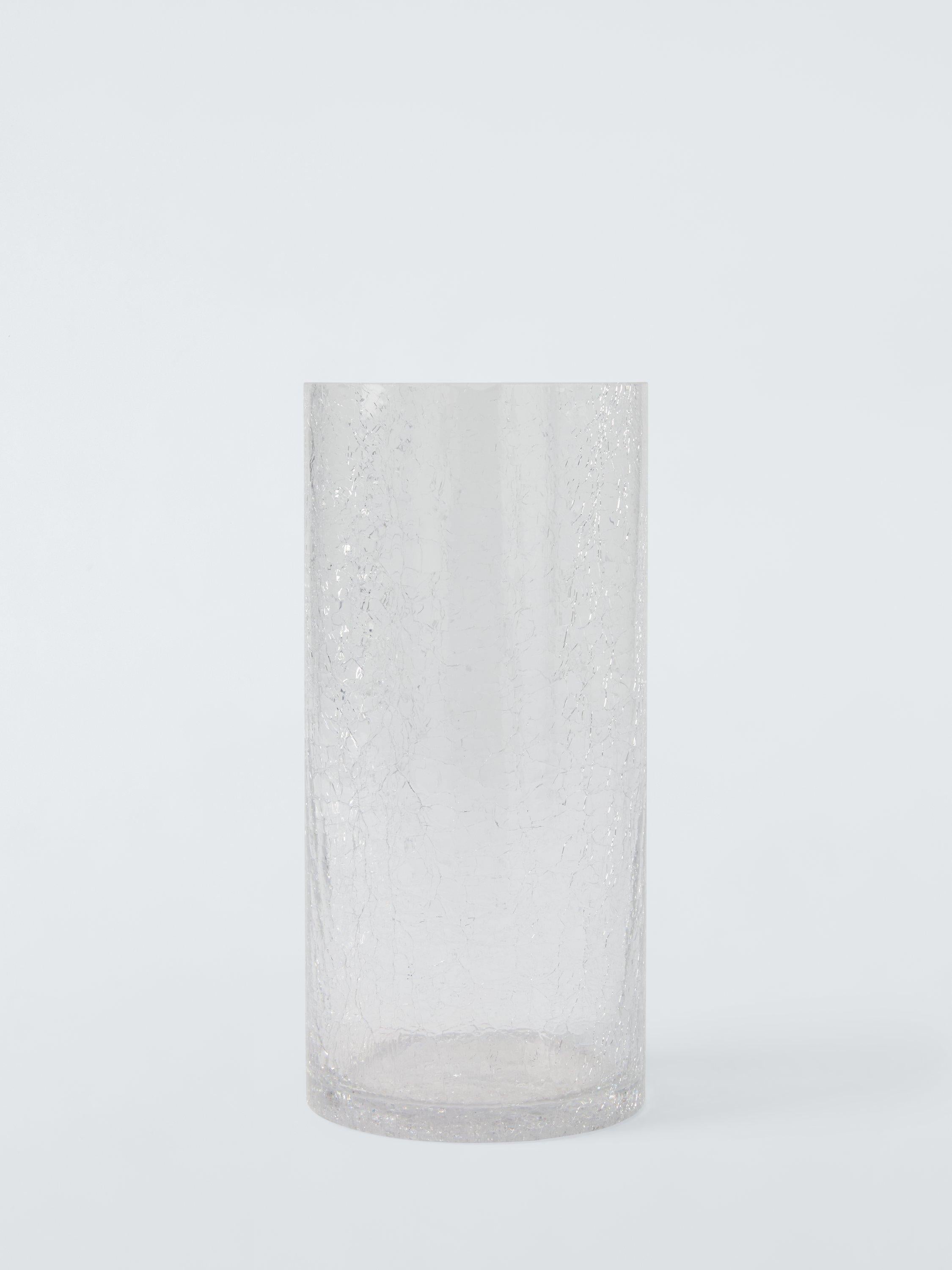 John Lewis clear crackle glass column vase 23.5cm, UK version