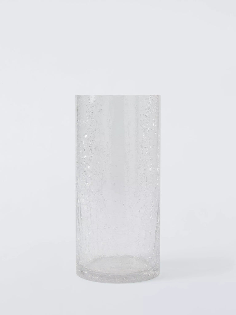 John Lewis Crackle Glass Column Vase, H23.5cm, Clear