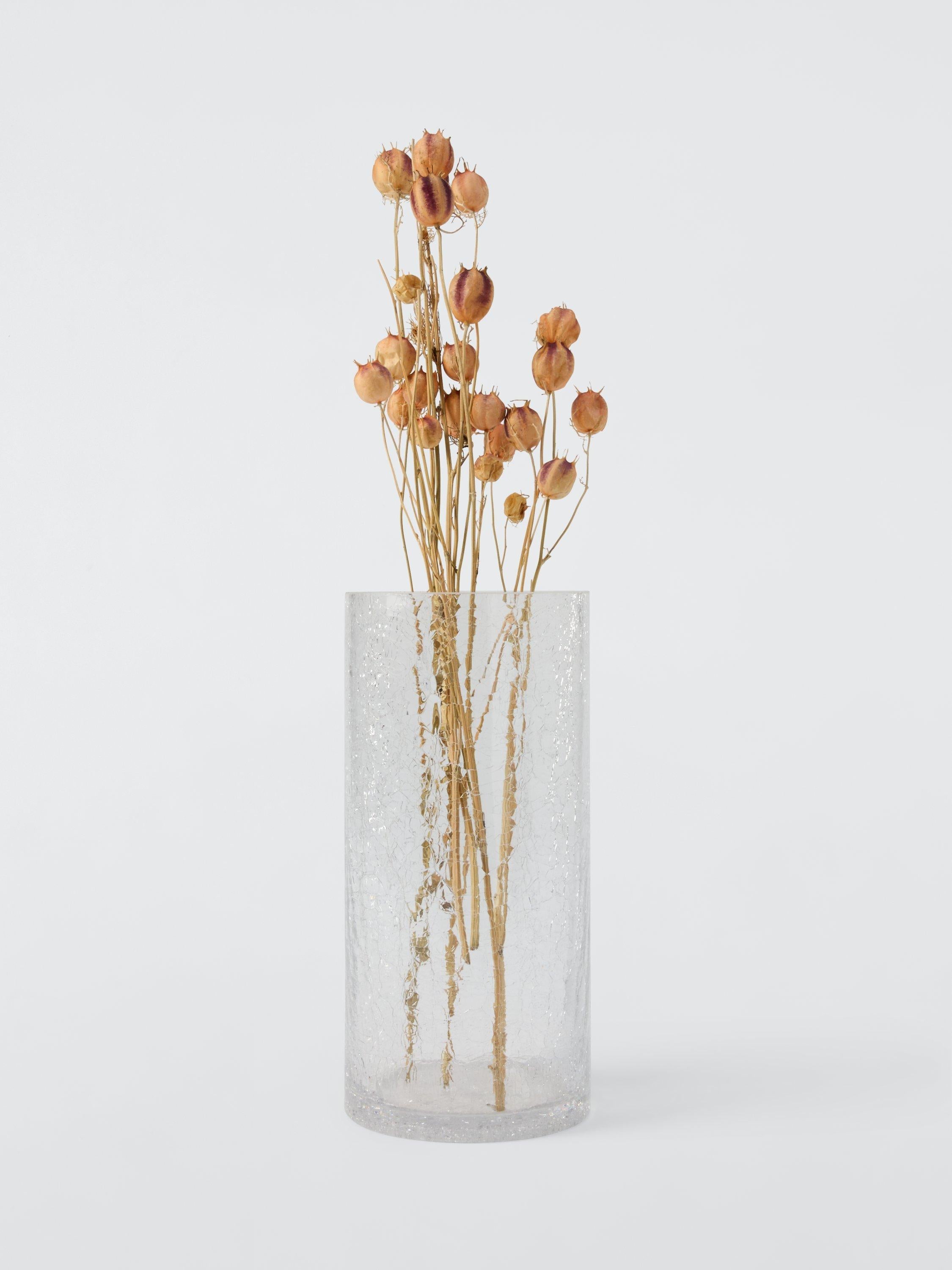 John Lewis clear crackle glass column vase 23.5cm, UK version