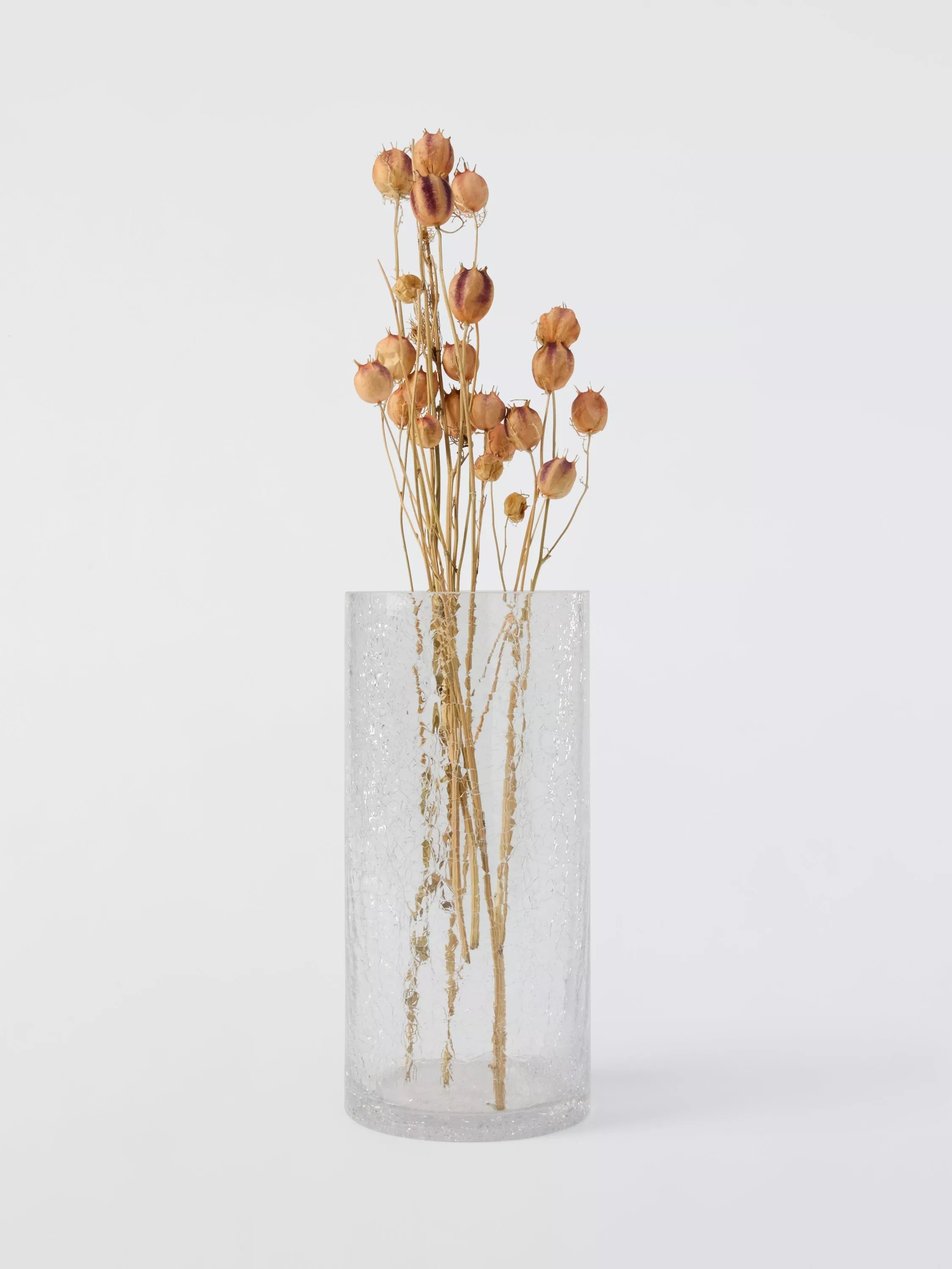 John Lewis clear crackle glass column vase 23.5cm, UK version