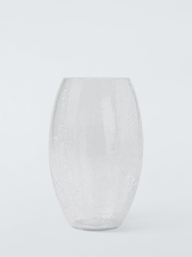 John Lewis Crackle Glass Barrel Vase Clear H25cm, UK version