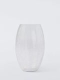 John Lewis Crackle Glass Barrel Vase, H25cm, Clear