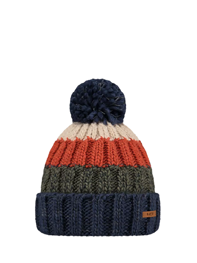 Men's Cuffed Pom Pom Beanie in Blue and Multi Colors, Acrylic-Polyester Blend