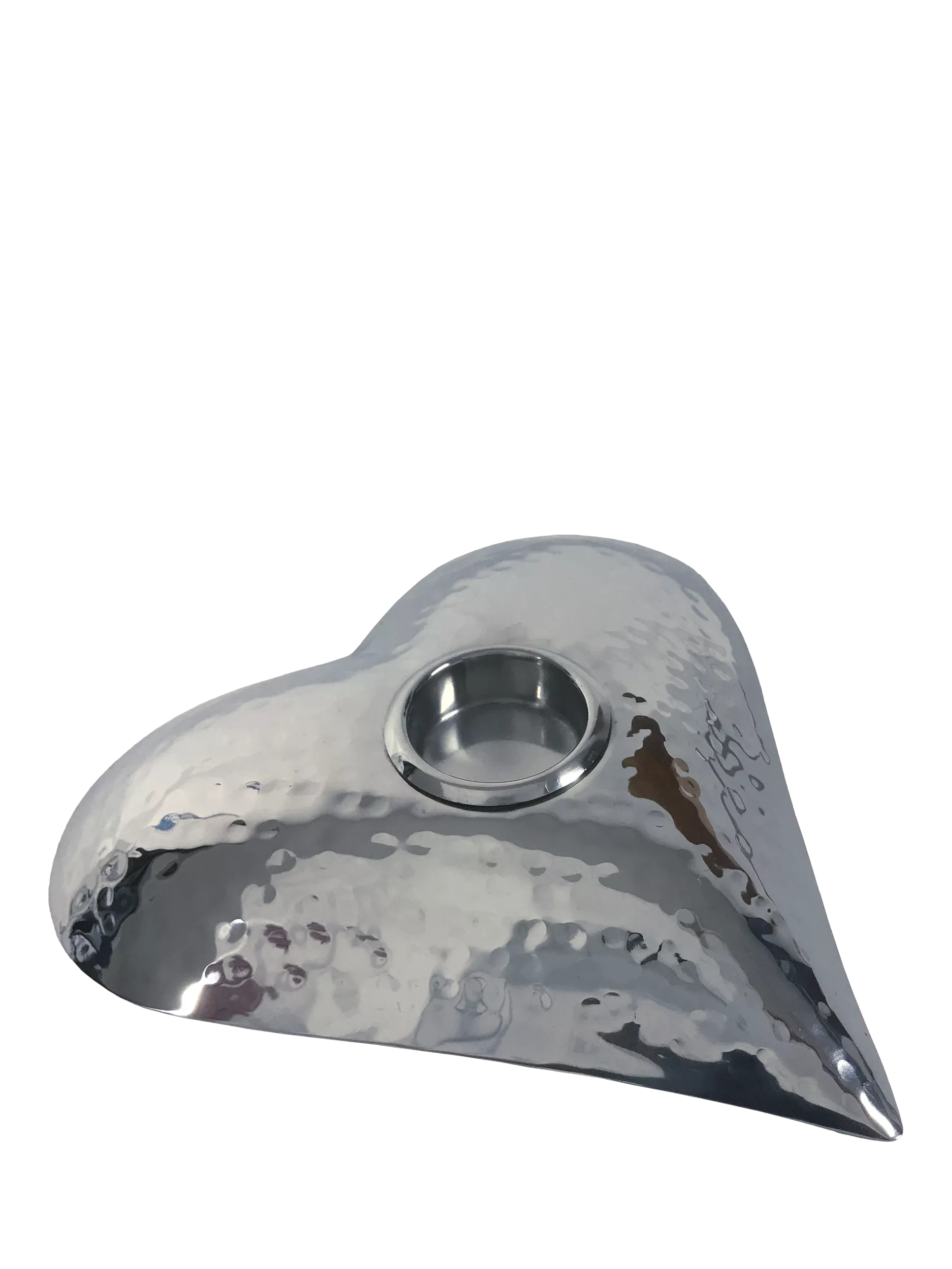 Culinary Concepts heart-shaped hammered stainless steel tealight holder - British product