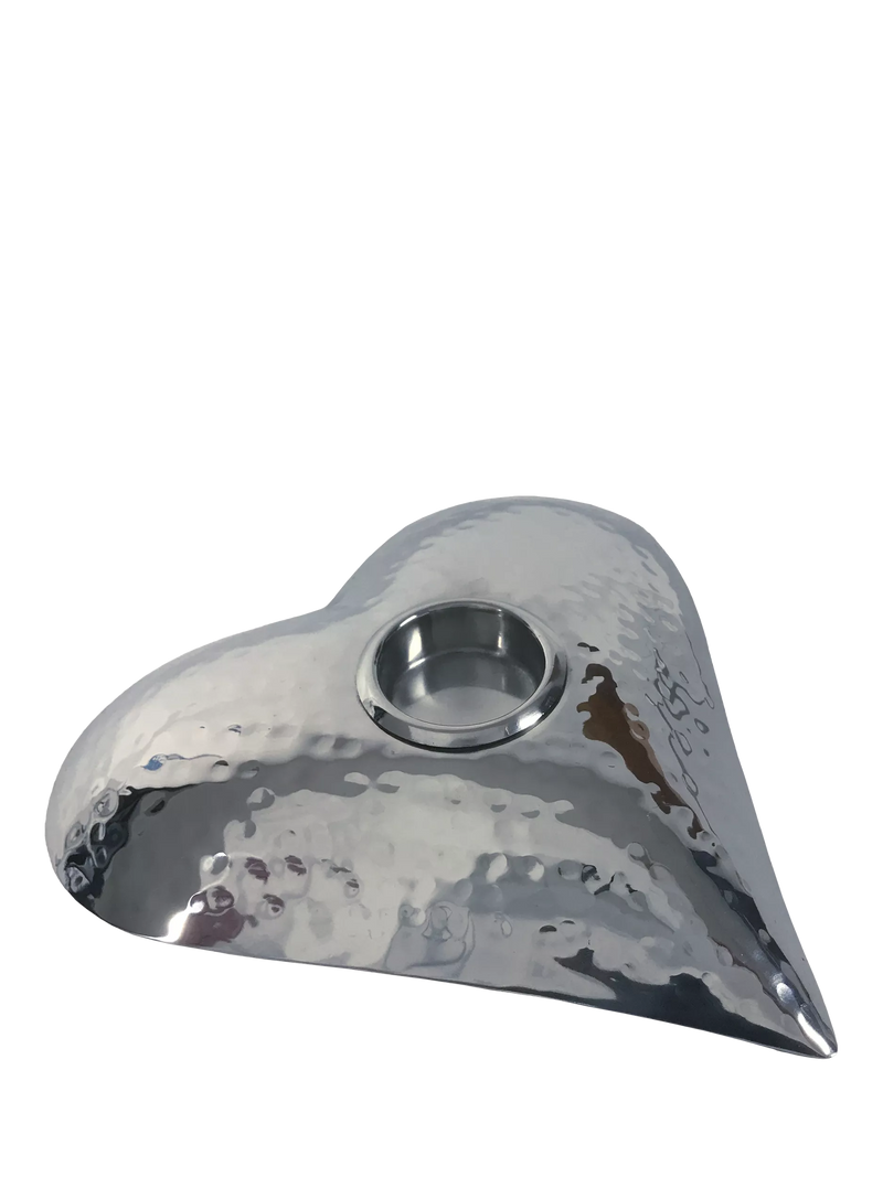 Culinary Concepts heart-shaped hammered stainless steel tealight holder - British product