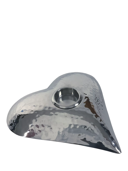 Culinary Concepts Heart Hammered Stainless Steel Tealight Holder