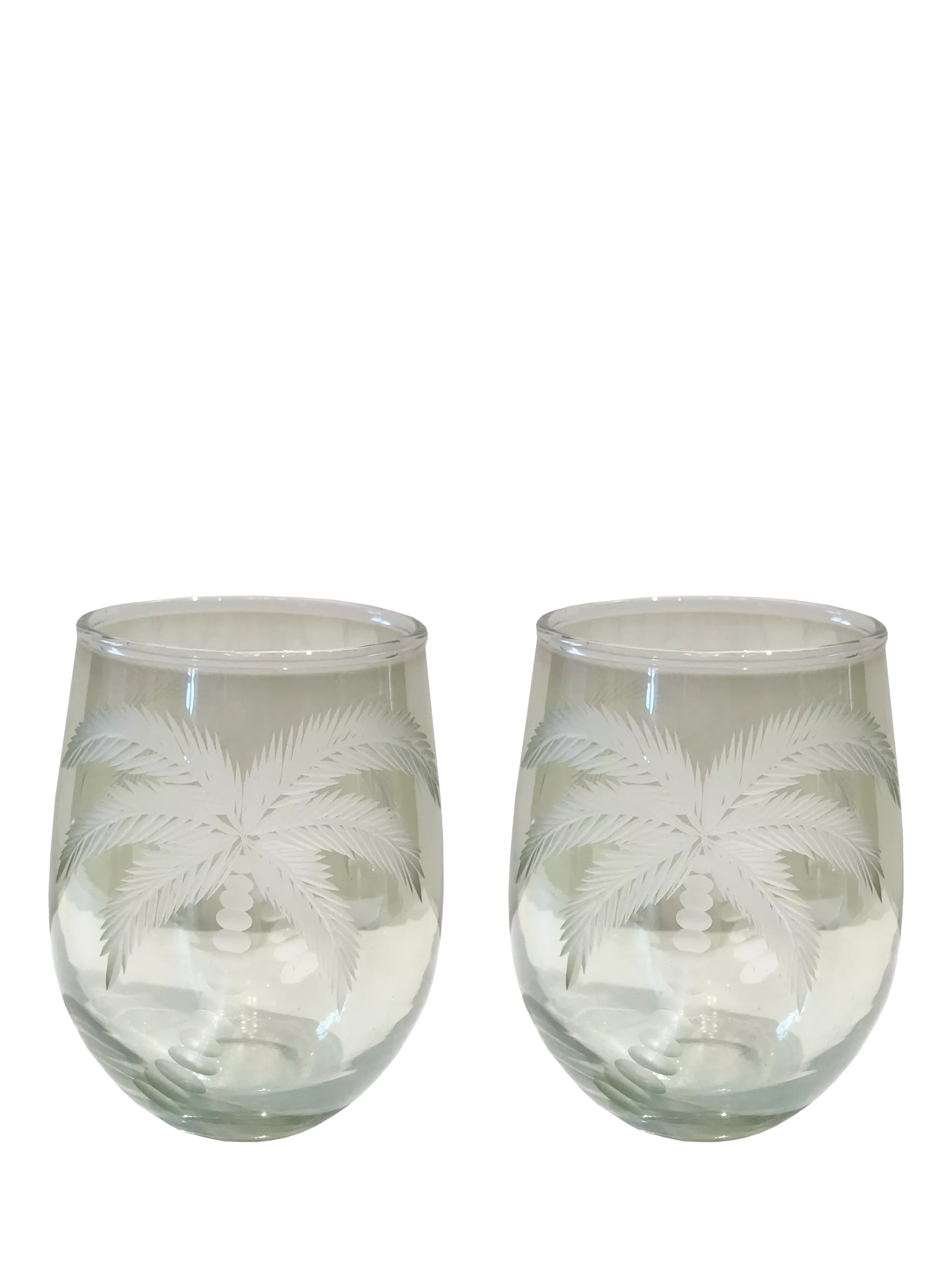 Culinary Concepts palm etched glass tumblers, set of 2, 450ml - British product