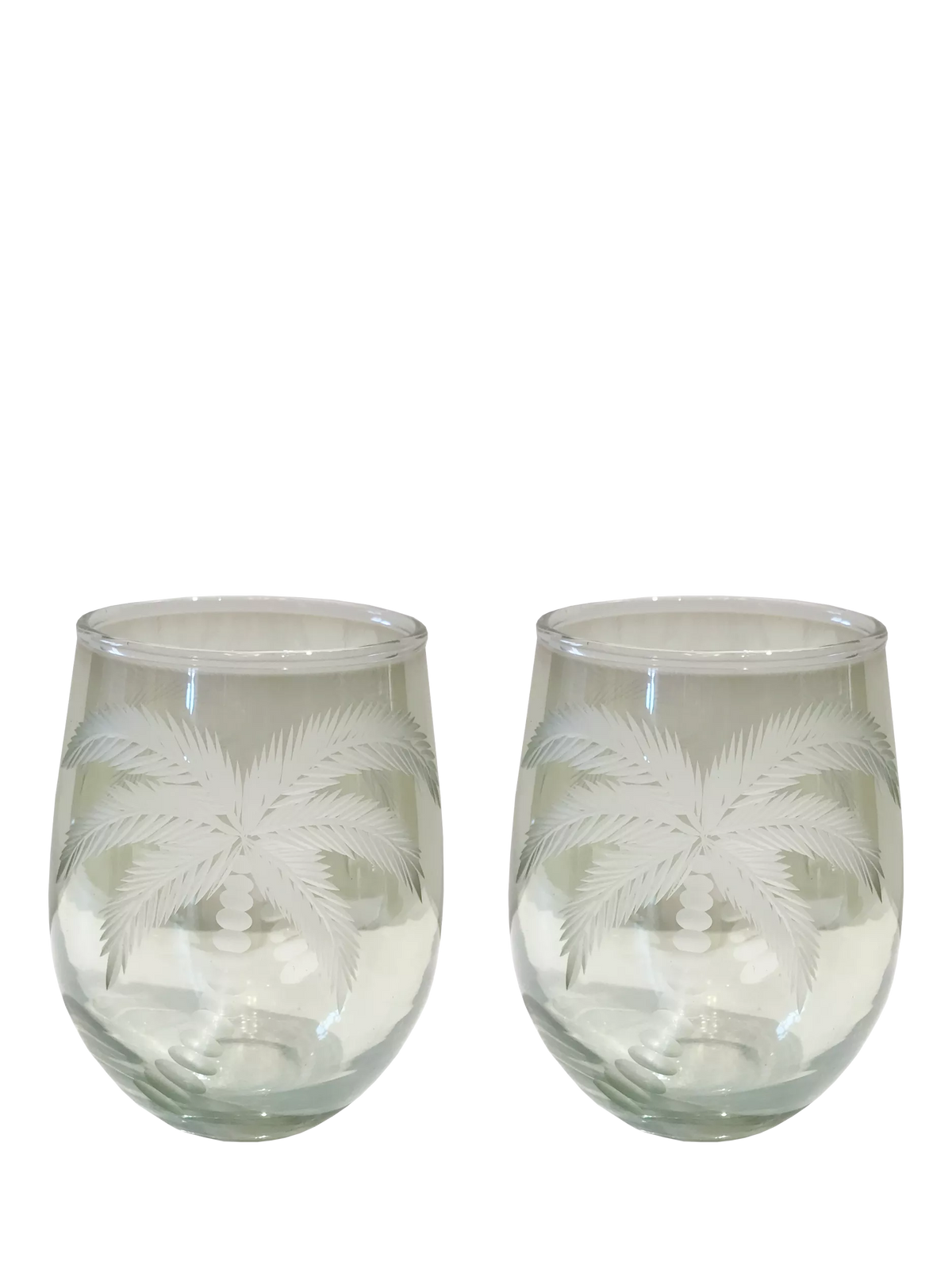 Culinary Concepts palm etched glass tumblers, set of 2, 450ml - British product