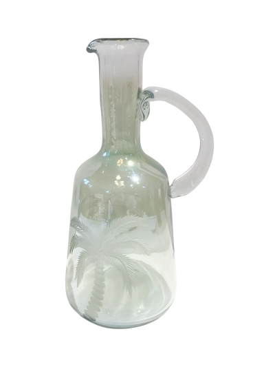 Culinary Concepts Palm Etched Glass Pitcher Green Serving Pitcher 1L