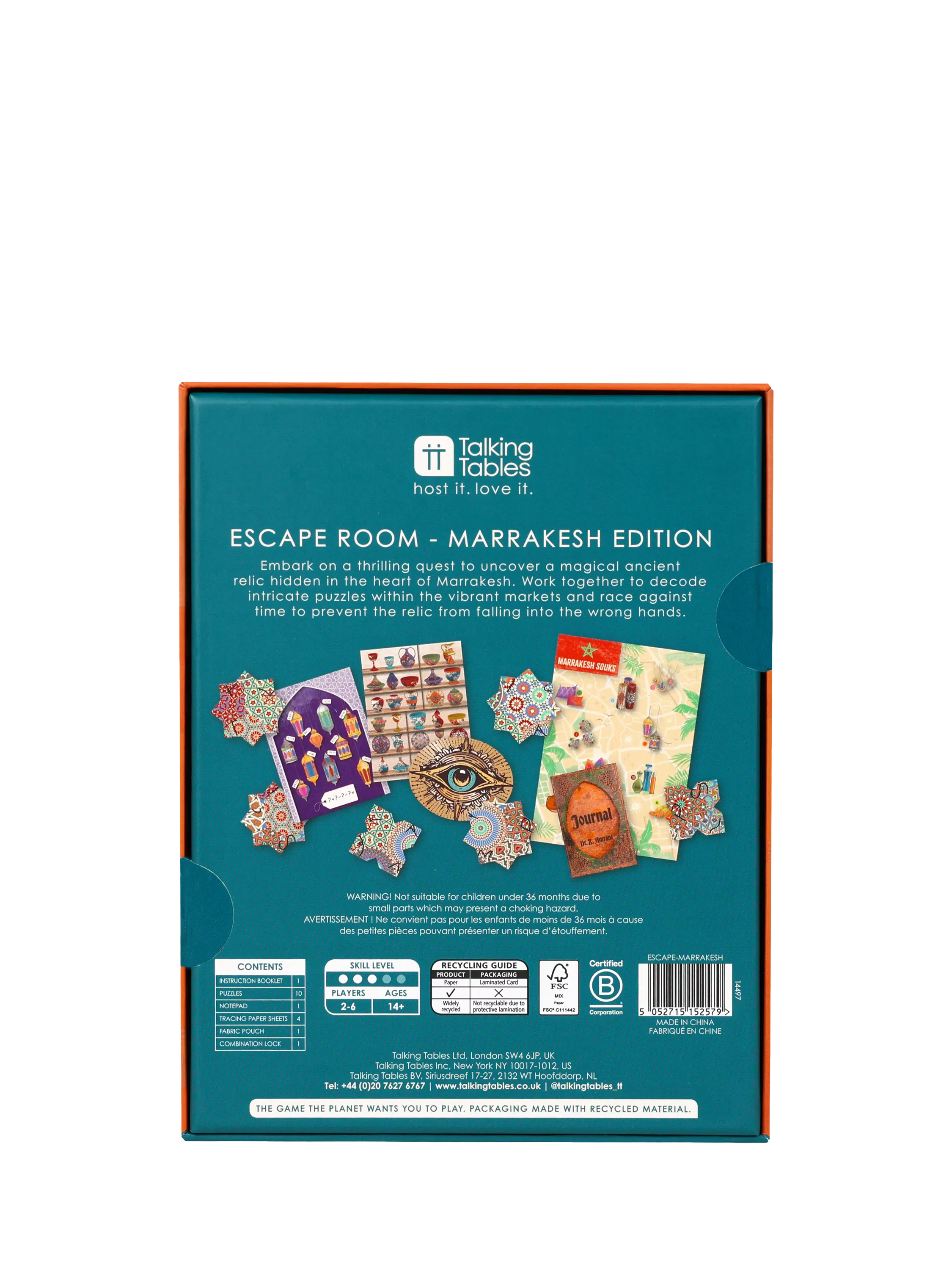 Talking Tables Marrakesh escape room board game, imported from the UK