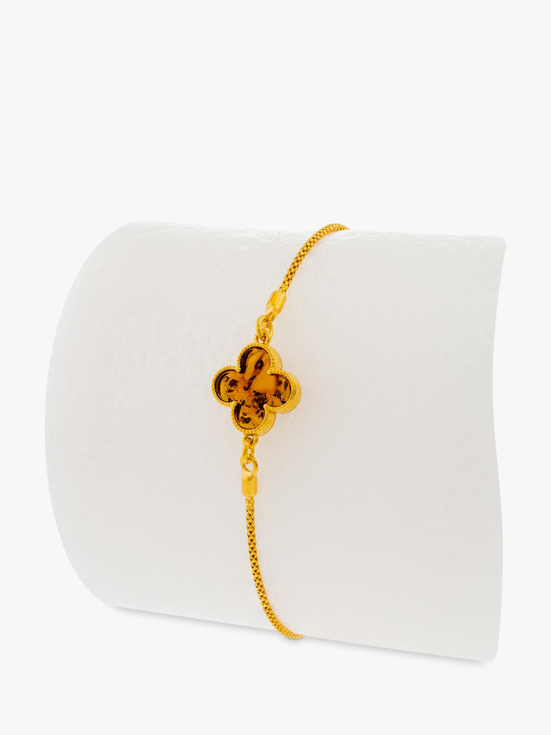 Be-Jewelled cognac amber friendship bracelet gold - British product