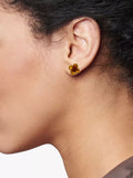 Be-Jewelled amber clover stud earrings gold plated sterling silver, UK version
