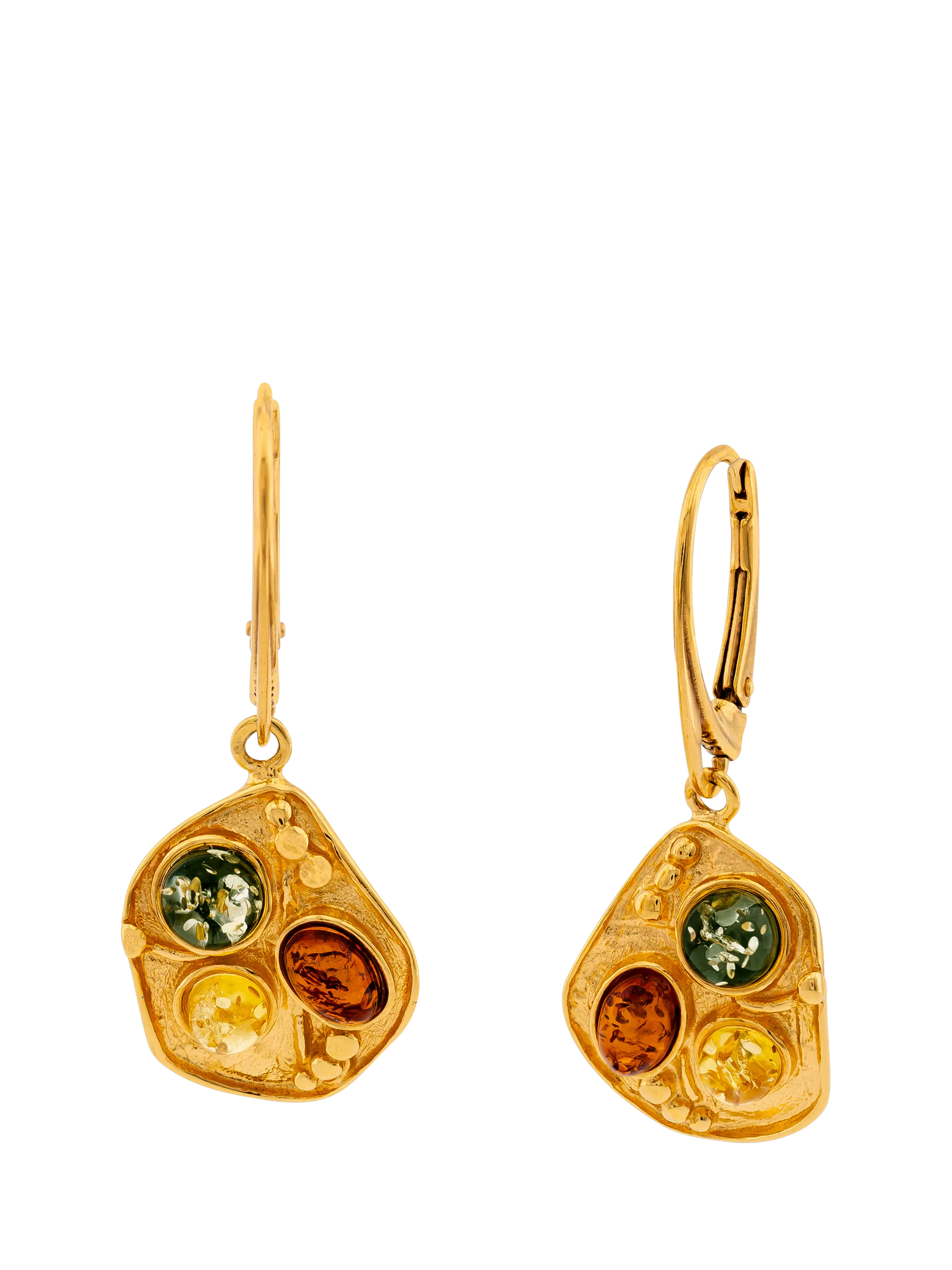 Be-Jewelled amber drop earrings gold plated multicolour, UK version