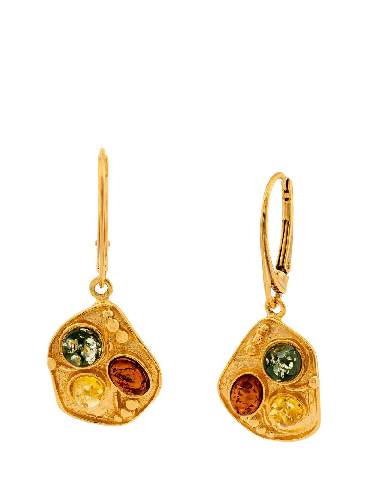 Be-Jewelled amber drop earrings gold plated multicolour, UK version