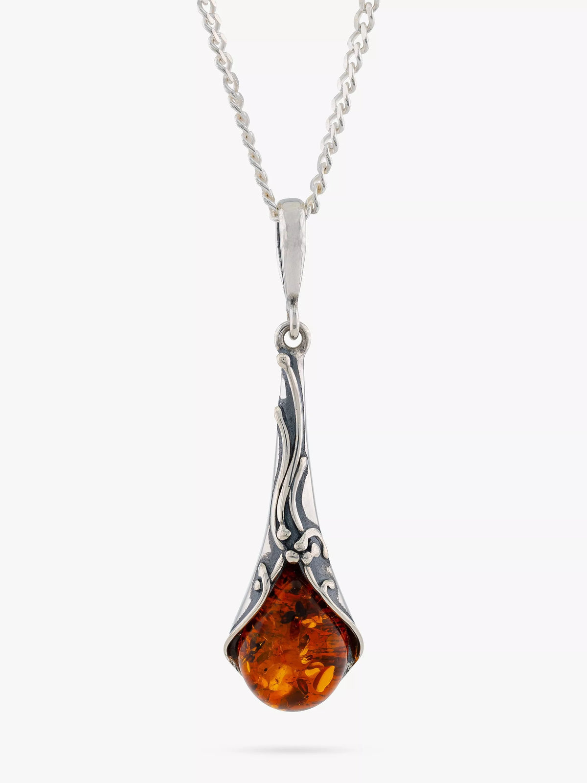 Be-Jewelled Baltic Amber pendant necklace silver, imported from the UK