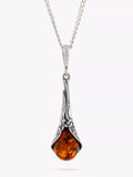 Be-Jewelled Baltic Amber pendant necklace silver, imported from the UK
