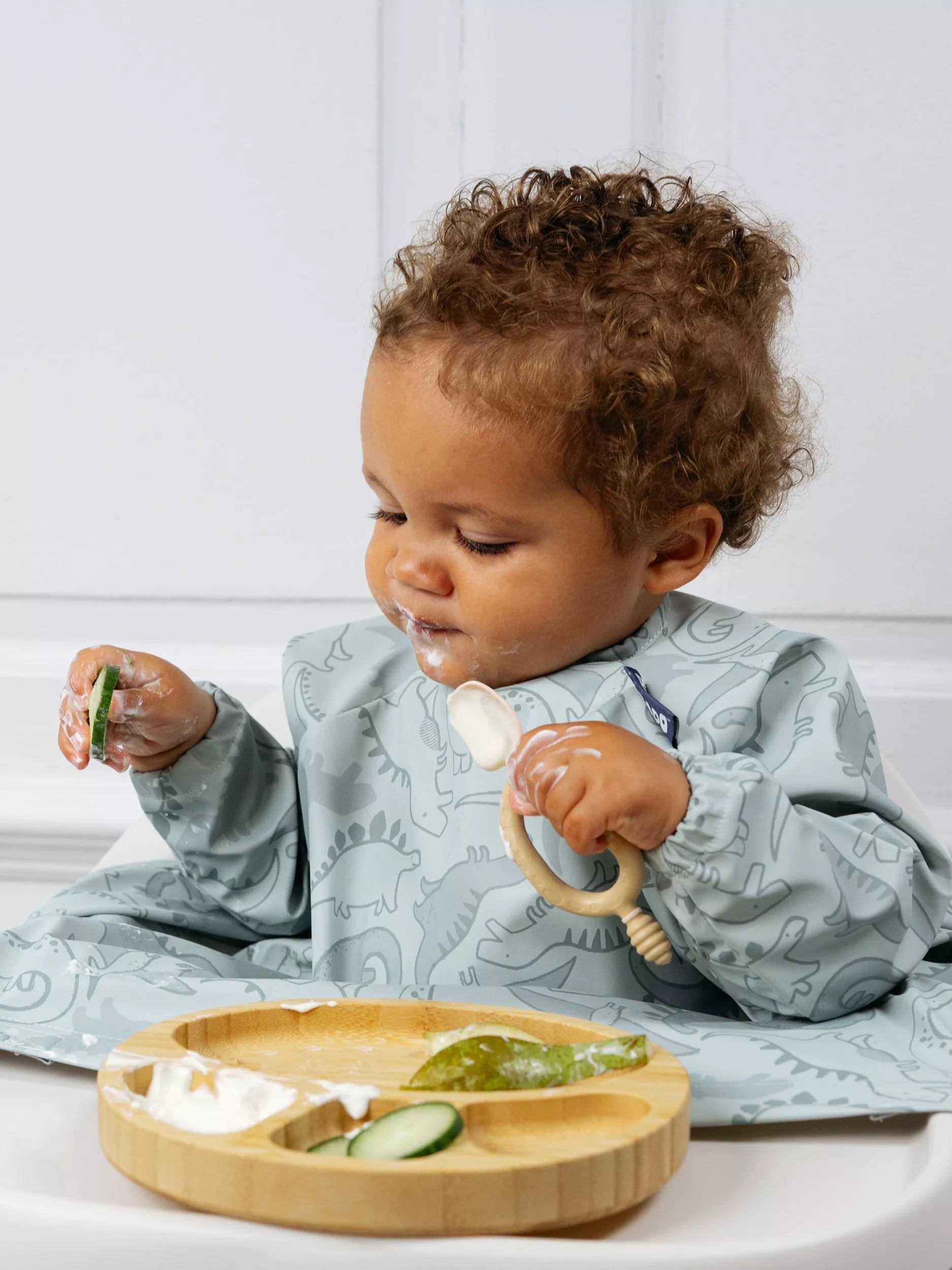 Bibado Coverall Weaning Bib with Dino design - British product