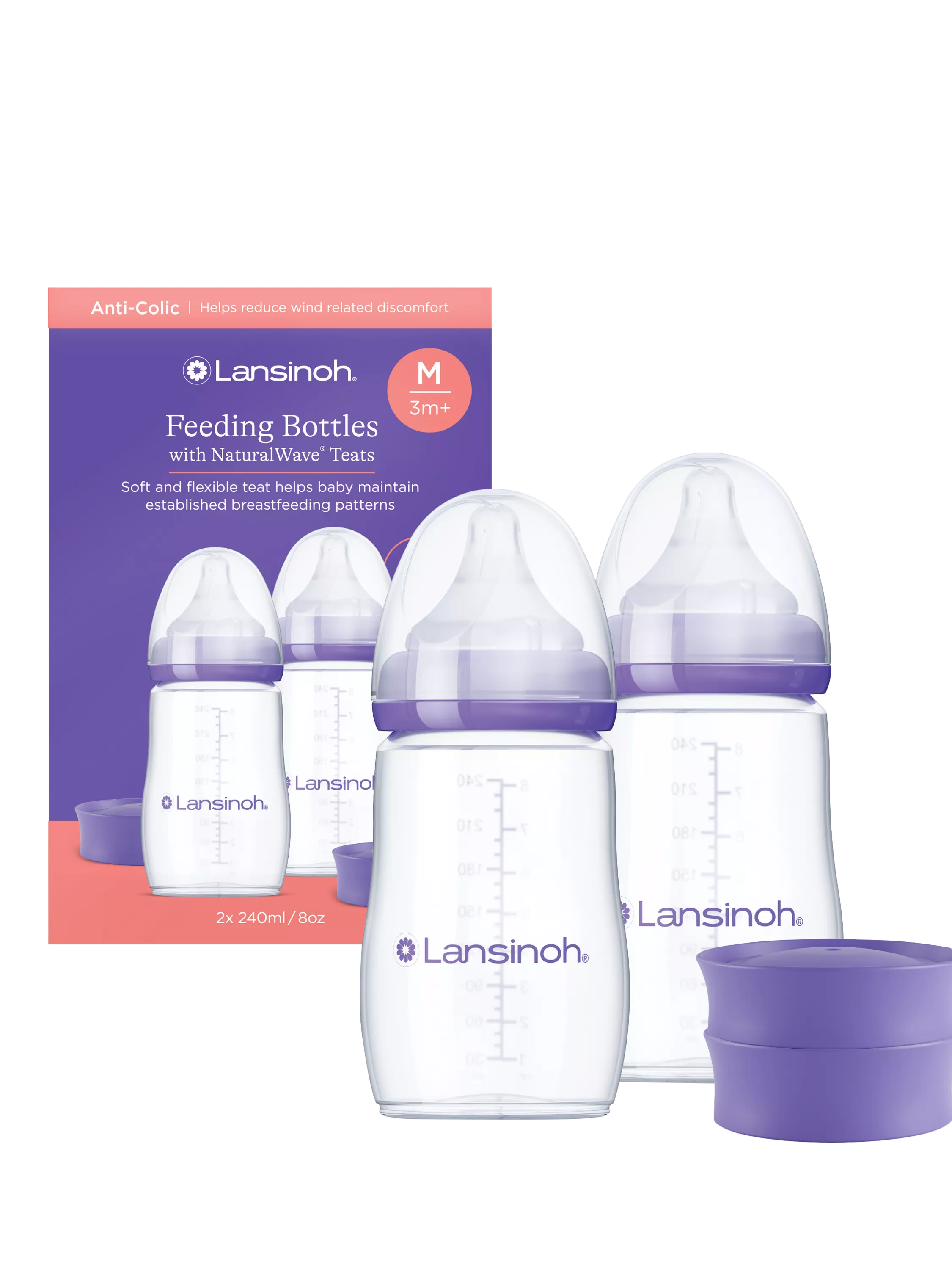 Lansinoh baby feeding bottle pack of 2 240ml, UK version