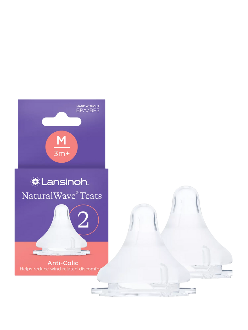 Lansinoh medium flow baby bottle teats pack of 2, UK version
