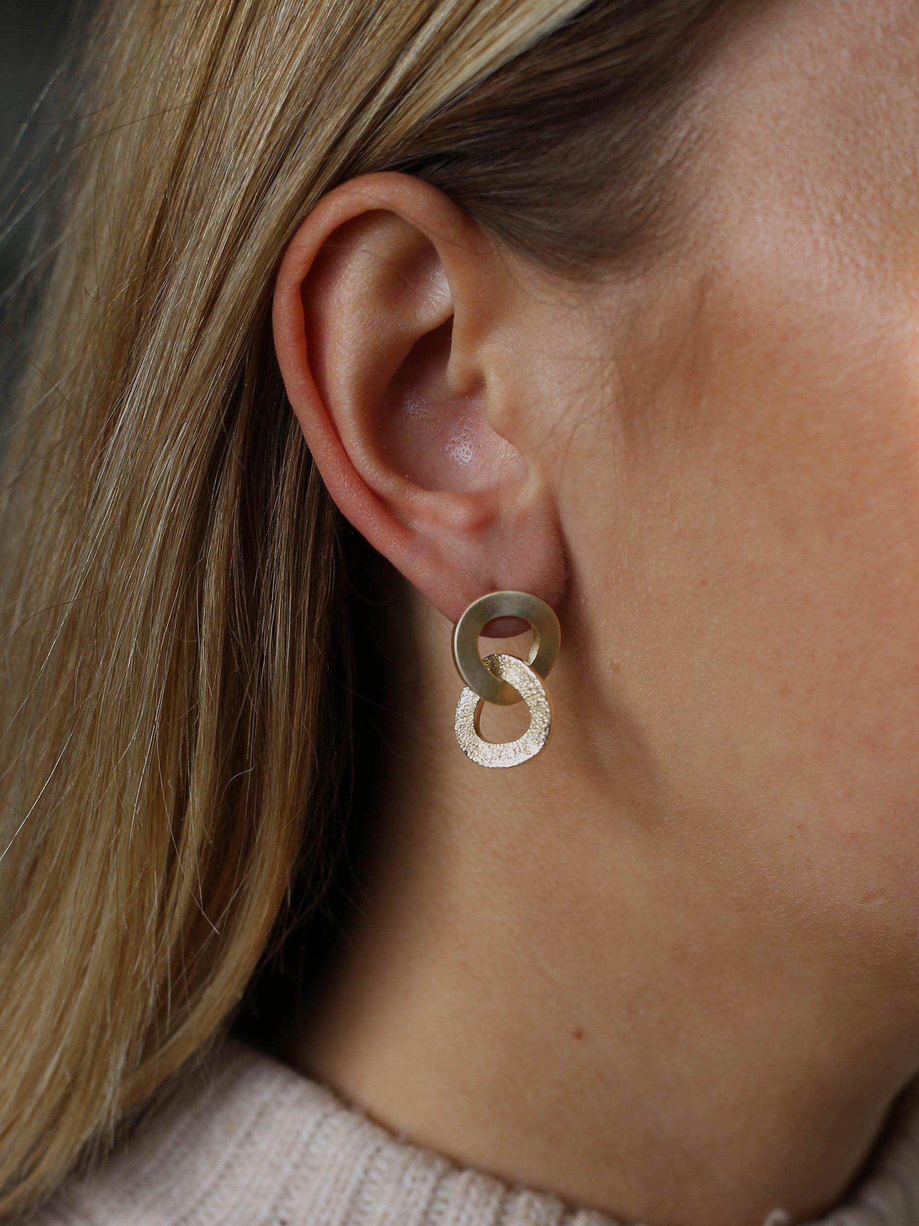 Tutti Unity drop earrings recycled gold plated brass, UK version