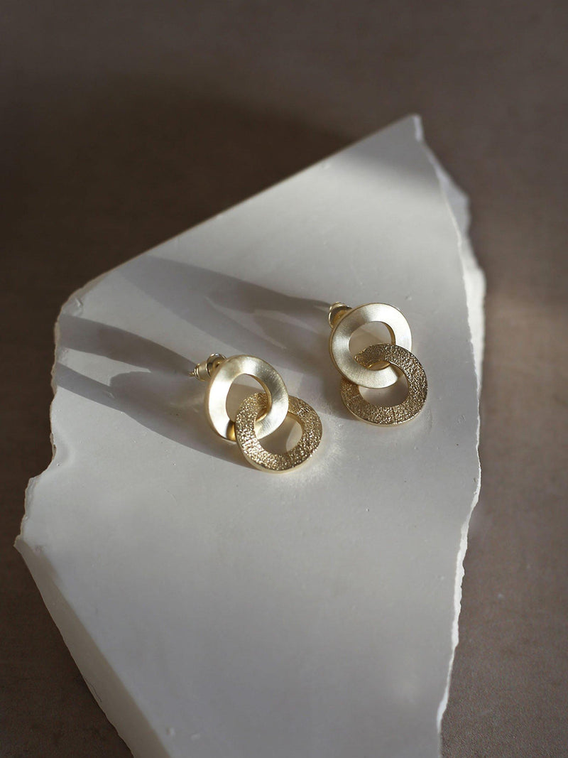 Tutti Unity drop earrings recycled gold plated brass, UK version