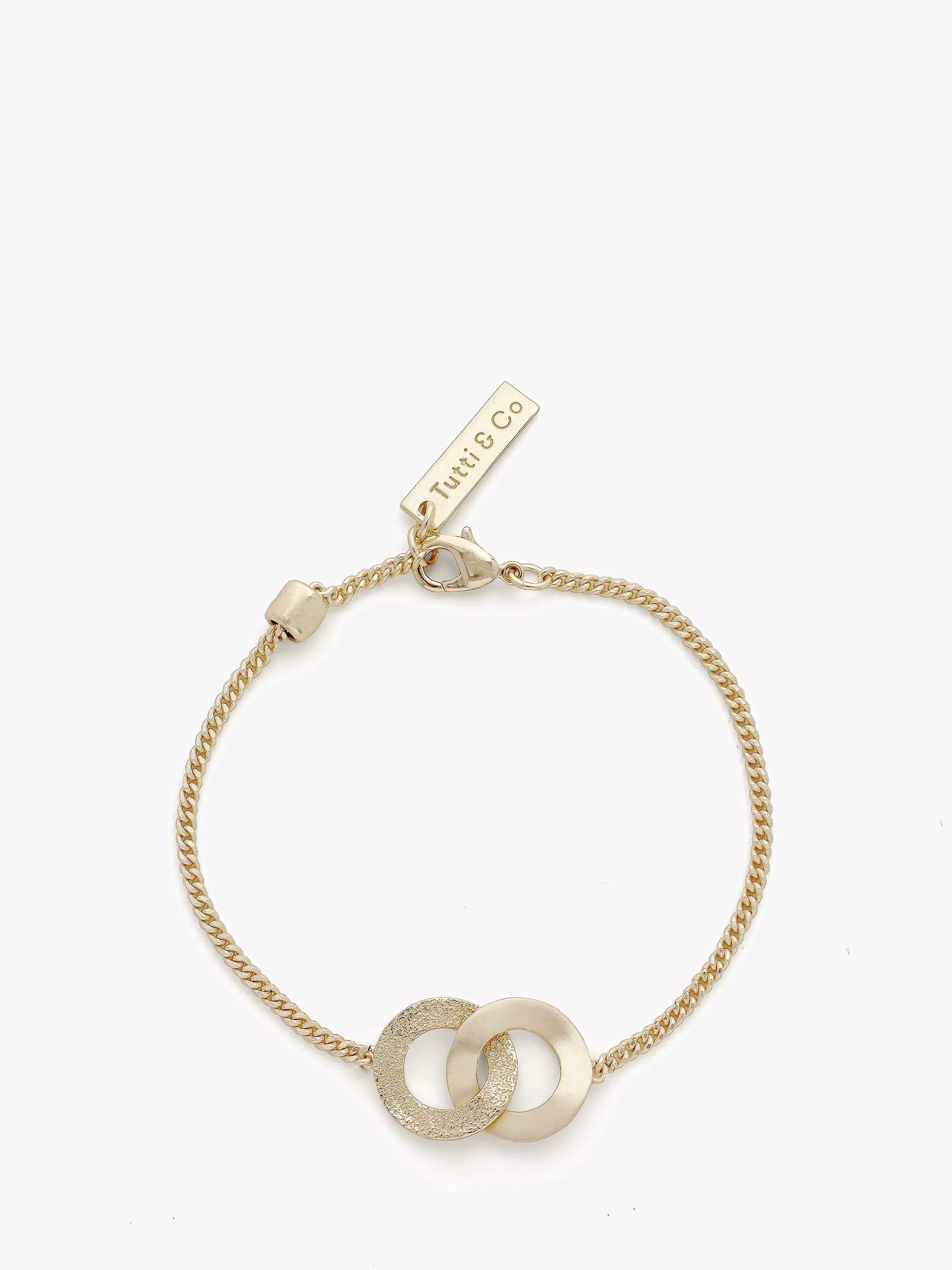 Tutti gold double loop chain bracelet with lobster clasp, UK version