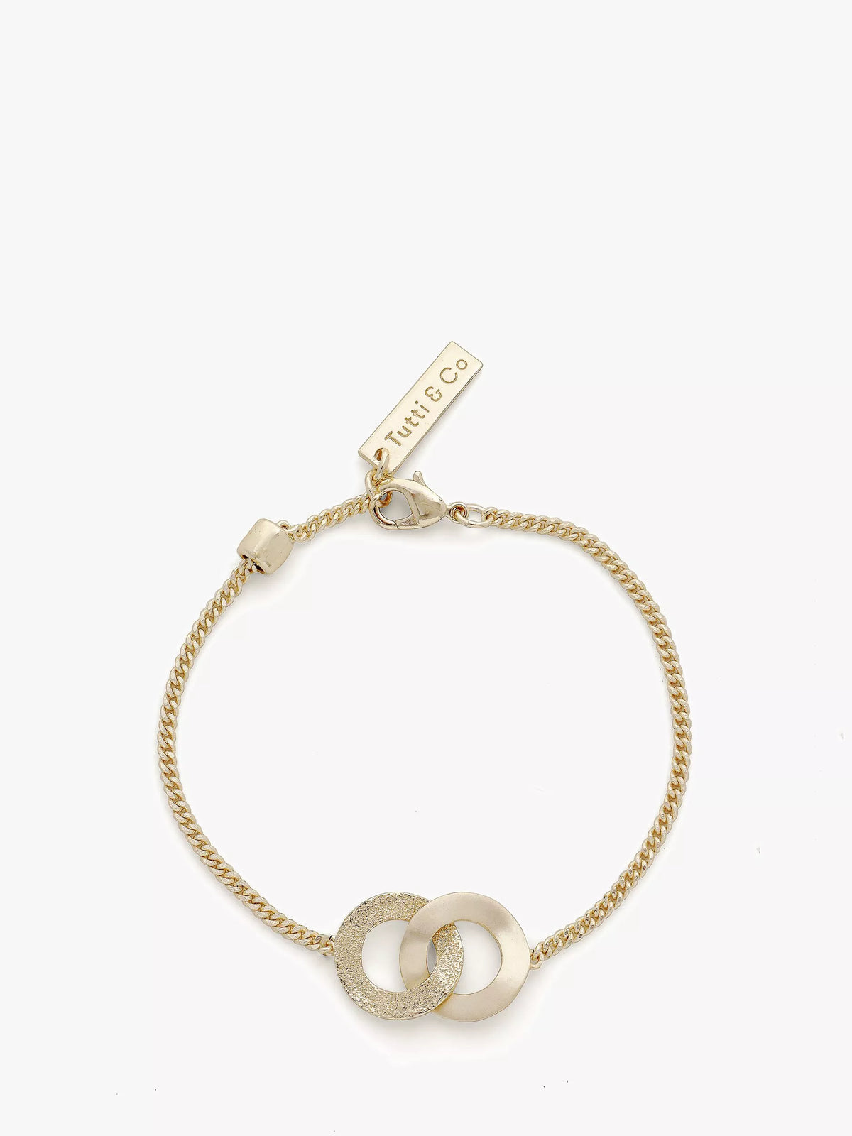 Tutti gold double loop chain bracelet with lobster clasp, UK version