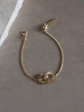 Tutti gold double loop chain bracelet with lobster clasp, UK version