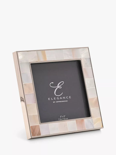 John Lewis Impressions Elegance Mother of Pearl Photo Frame, White, 3 x 3 (8 x 8cm)- Buy online at McGrocer
